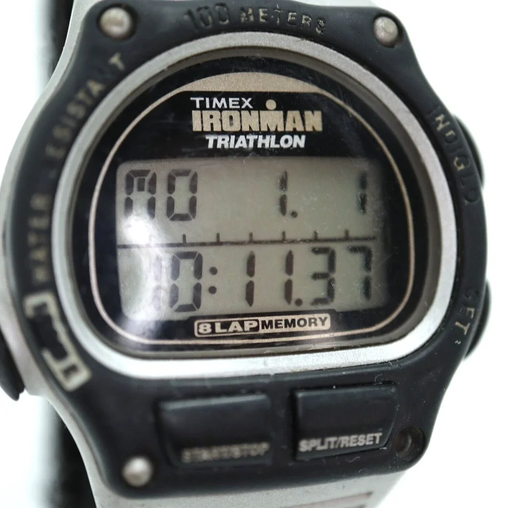Vintage Timex Ironman Triathlon 38mm Digital Watch Black Blue w New Battery